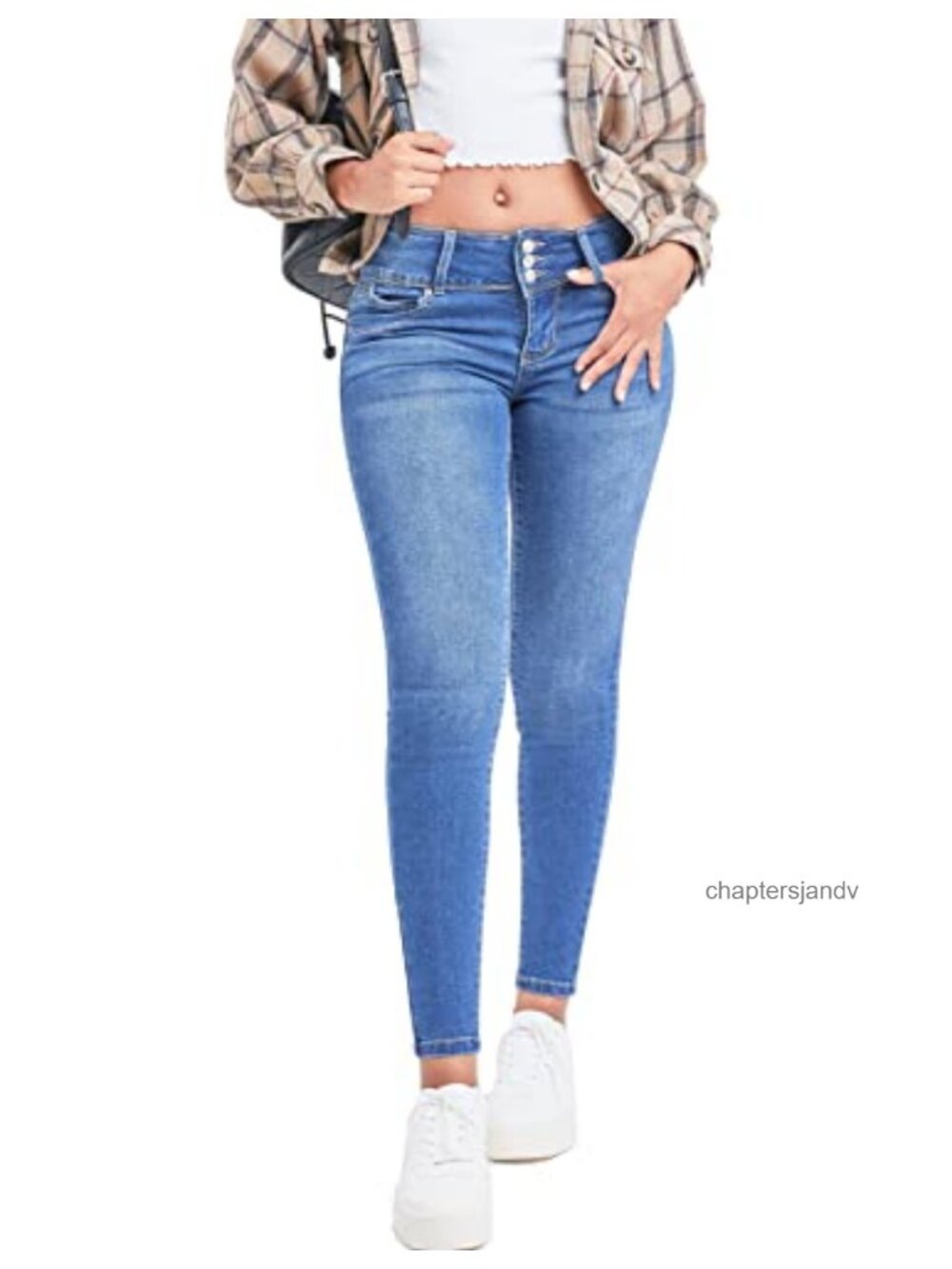 Mid-Rise Skinny Jeans Wannabettabutt 3-Button Recycled Fibers